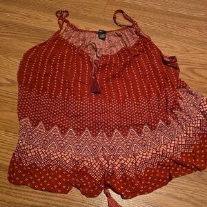 Rue21 Burgundy and White Geometric Tank Top